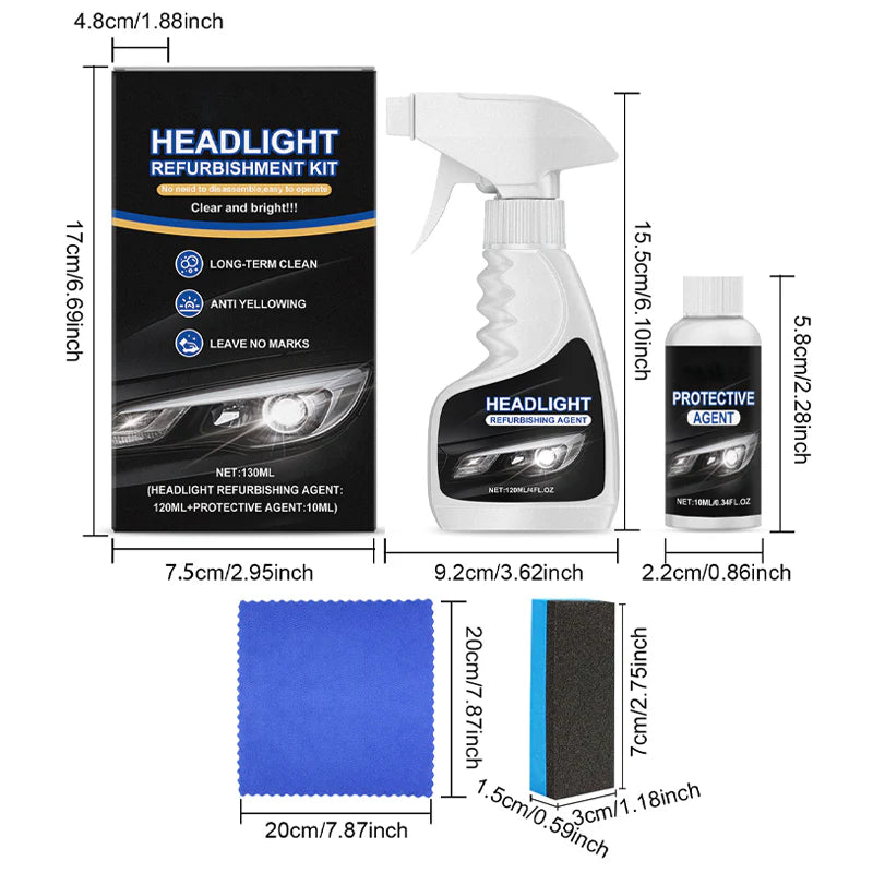 Headlight Restoration Kit: Headlight Restoration Cleaner & Protective Coating Agent